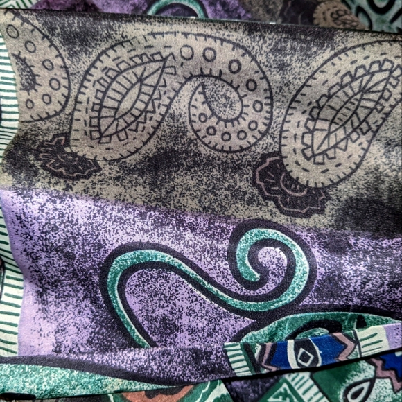 Vintage 90s unisex oversize abstract art silk blouse men's women's - Picture 4 of 6